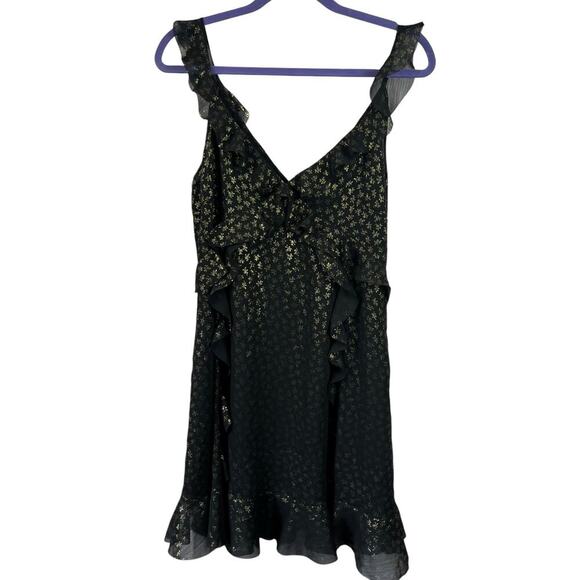 All Saints Derrell Black & Gold Ruffle Dress - Picture 8 of 15